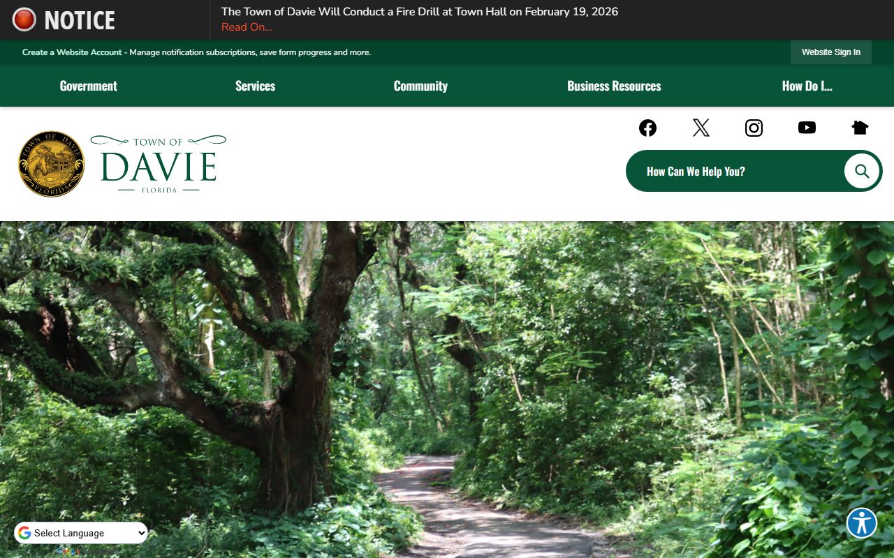 Davie city website and community resources
