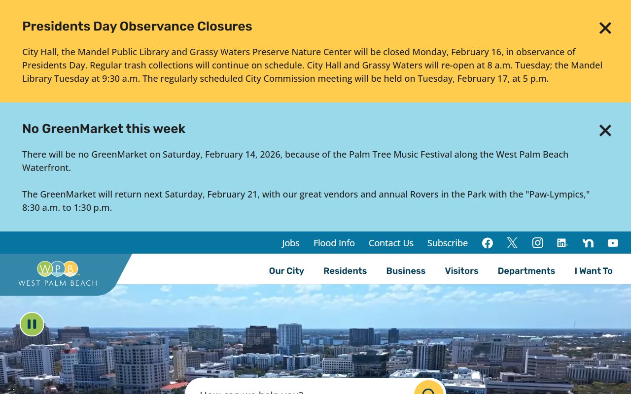 West Palm Beach city website and death record resources