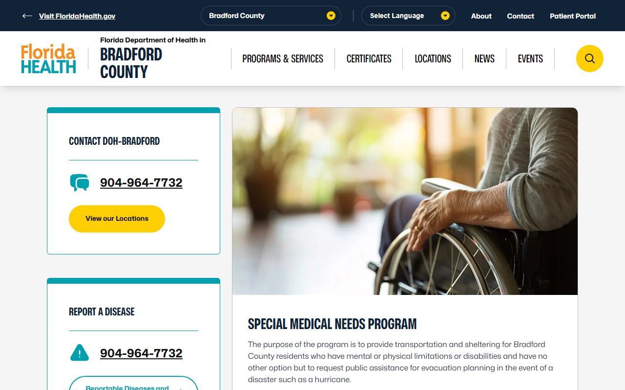 Bradford County Health Department building in Starke Florida