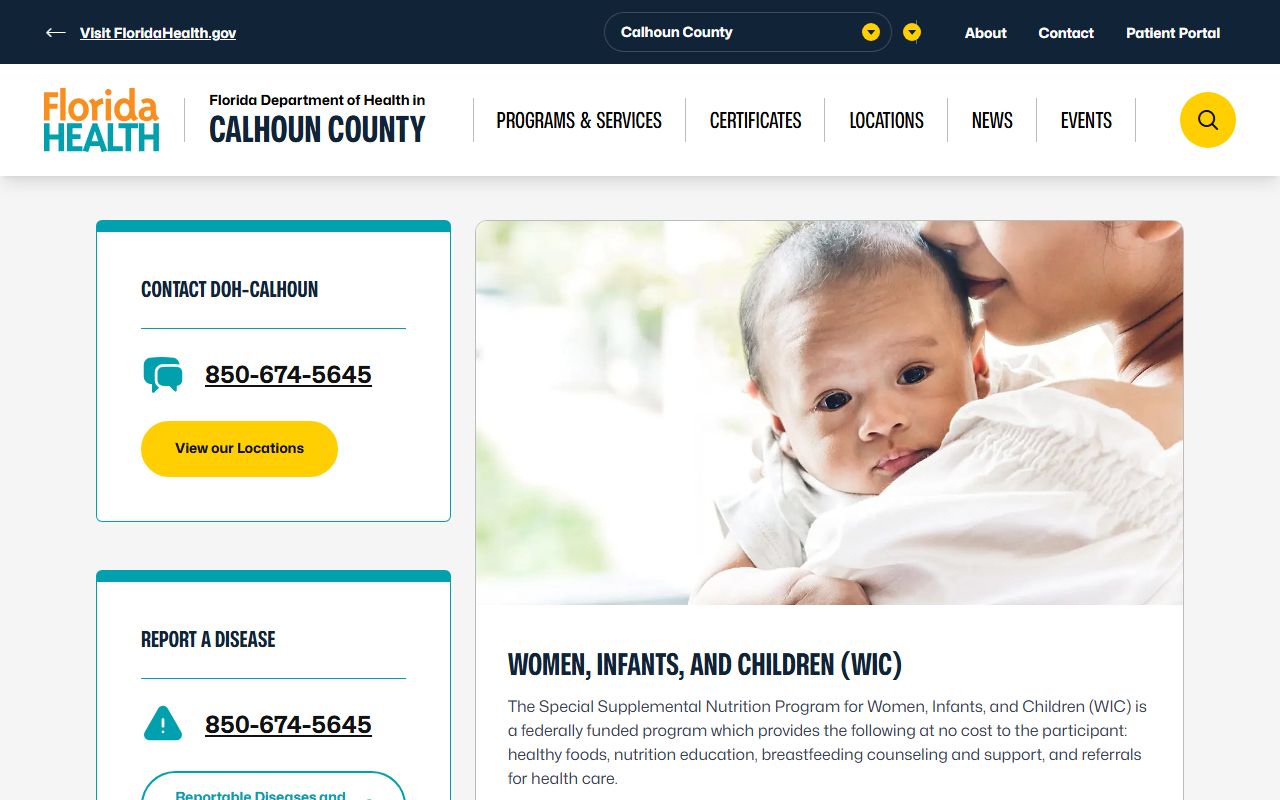 Calhoun County Health Department building in Blountstown Florida