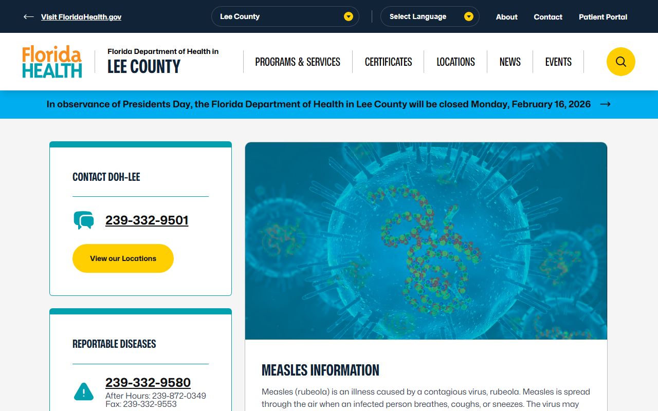 Lee County Health Department building for death records