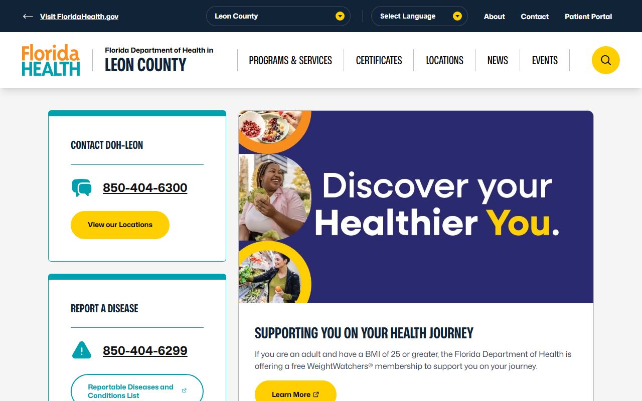 Leon County Health Department office in Tallahassee for death records