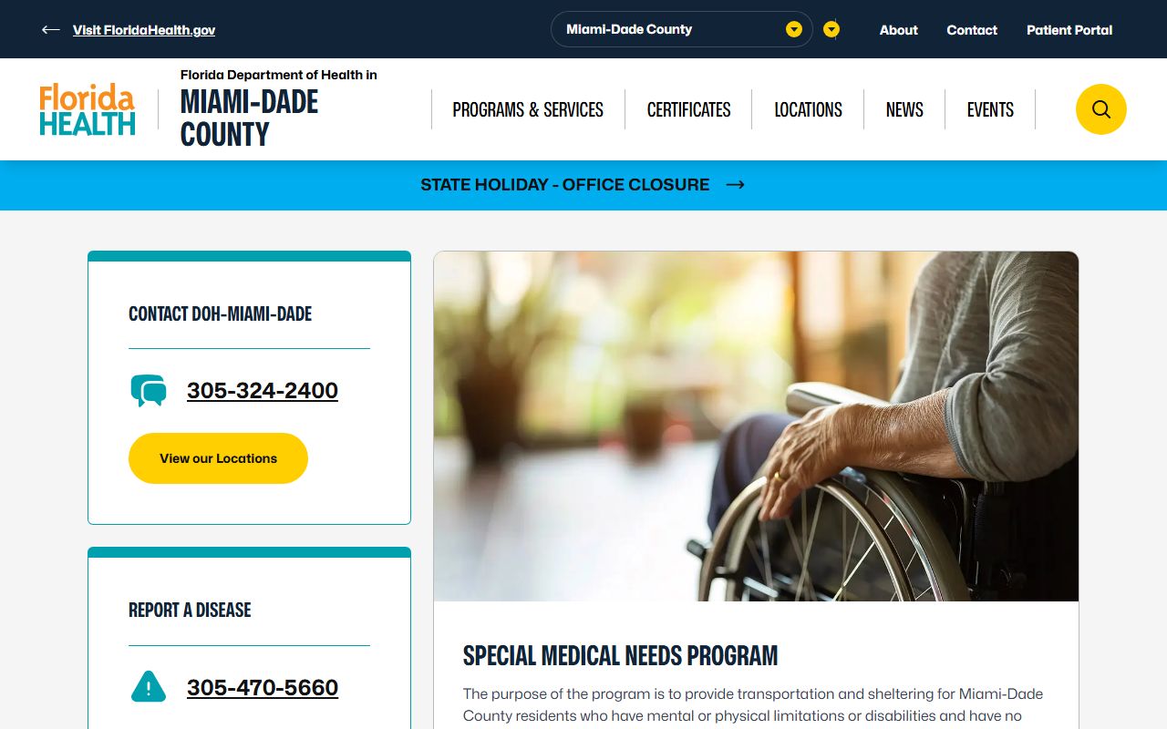 Miami-Dade County Health Department for Kendall death records