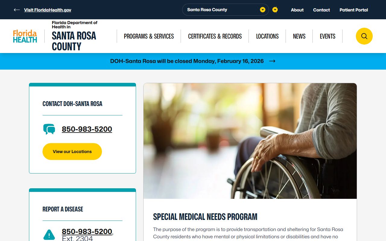 Santa Rosa County Health Department building in Milton Florida