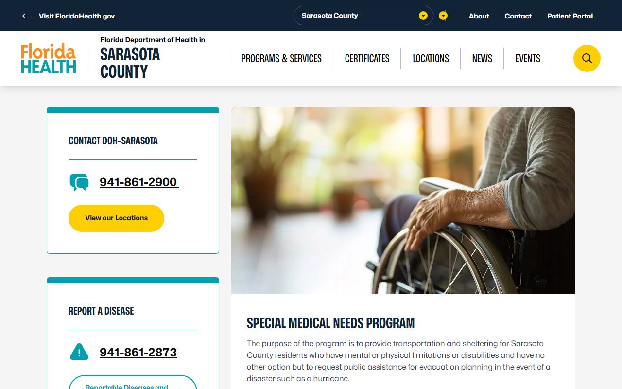 Sarasota County Health Department building in Sarasota Florida