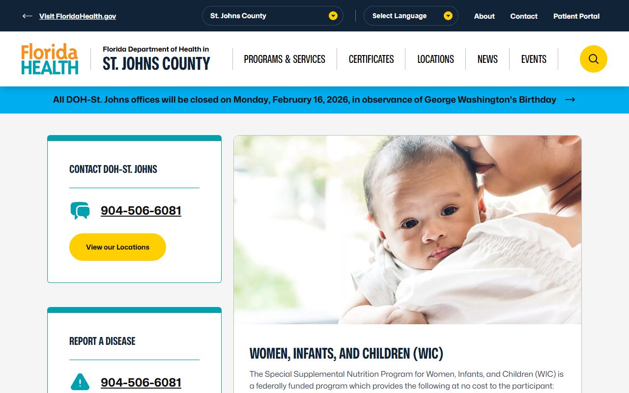 St. Johns County Health Department building in St. Augustine Florida