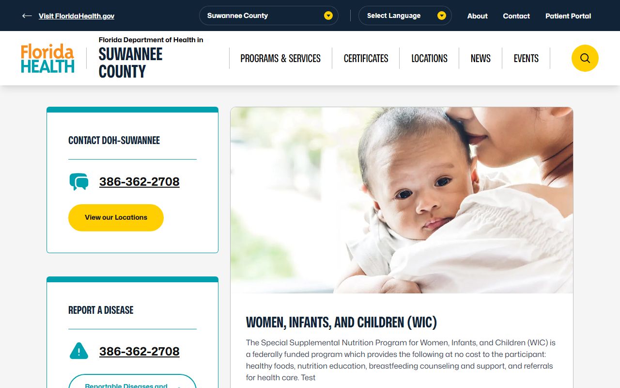 Suwannee County Health Department building in Live Oak Florida