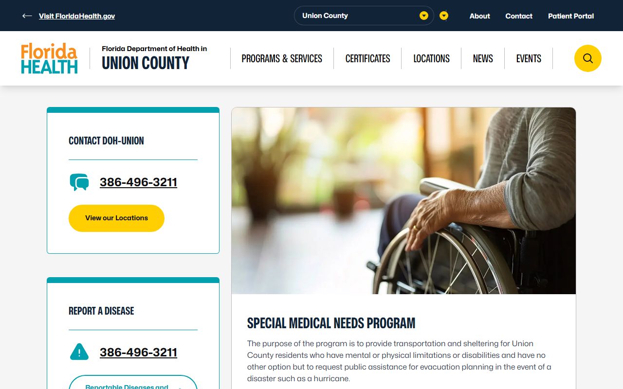 Union County Health Department building in Lake Butler Florida