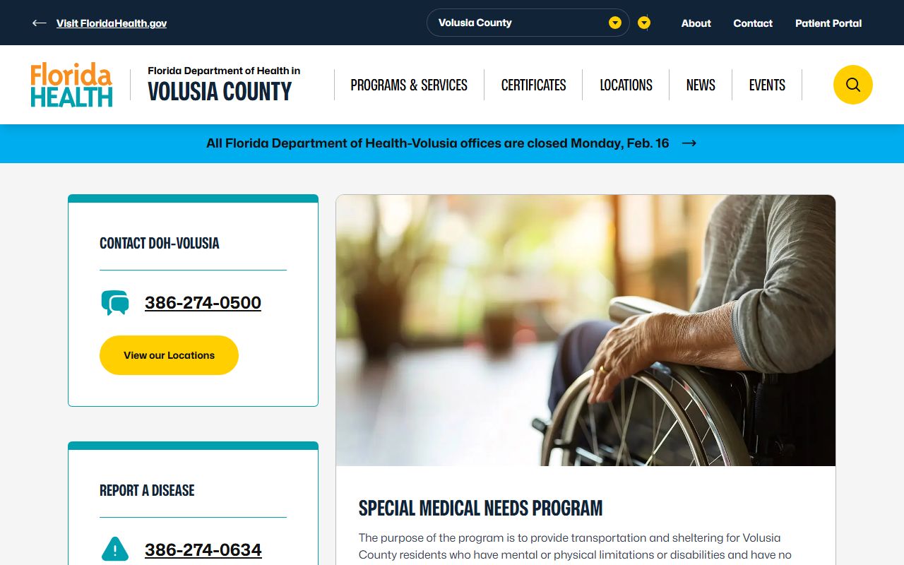 Volusia County Health Department building in Daytona Beach Florida